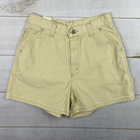 Vtg Riveted Lee Dungarees Shorts Women 10 Sunsplash Yellow Carpenter Utility NWT - Picture 1 of 13